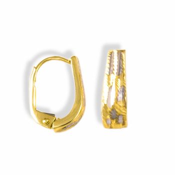 Zlaté dvoubarevné náušnice s diamantovým brusem