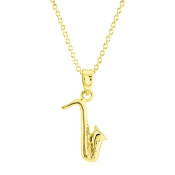 Zlatý řetízek s přívěskem Saxofon